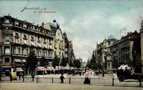 Ak Frankfurt am Main, Zeil vom Schillerplatz aus