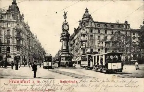 Ak Frankfurt am Main, Kaiserstraße, Straßenbahnen