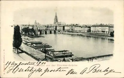 Ak Frankfurt am Main, Teilansicht von der Obermainbrücke aus