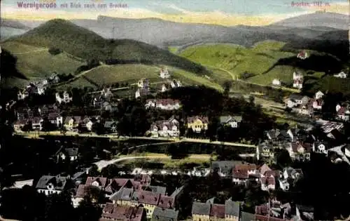 Ak Wernigerode im Harz, Gesamtansicht, Brocken