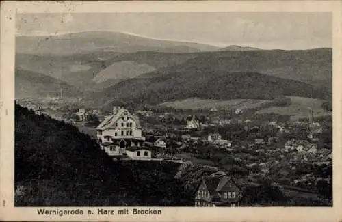 Ak Wernigerode im Harz, Gesamtansicht, Brocken