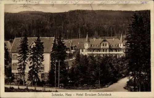 Ak Schierke Wernigerode am Harz, Hotel Brocken Scheideck