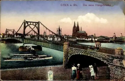 Ak Köln am Rhein, Teilansicht, Neue Hängebrücke