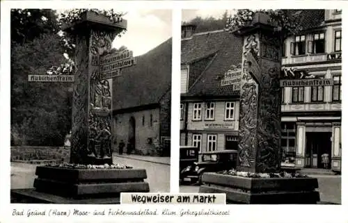 Ak Bad Grund im Harz, Markt, Wegweiser