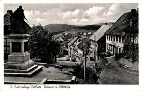 Ak Sankt Andreasberg Braunlage im Oberharz, Breitestraße, Sieberberg, Denkmal