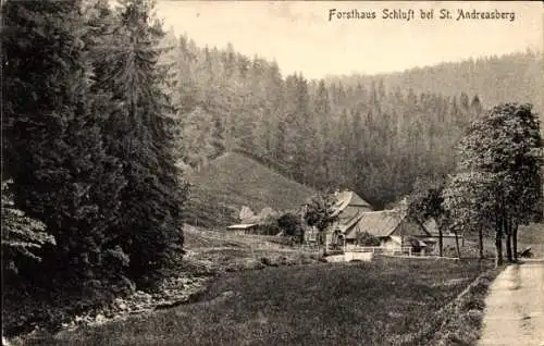 Ak Sankt Andreasberg Braunlage im Oberharz, Forsthaus Schluft