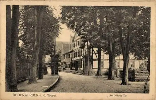 Ak Bodenwerder in Niedersachsen, Am Neuen Tor, Zum Lindenhof, Fachwerkhaus