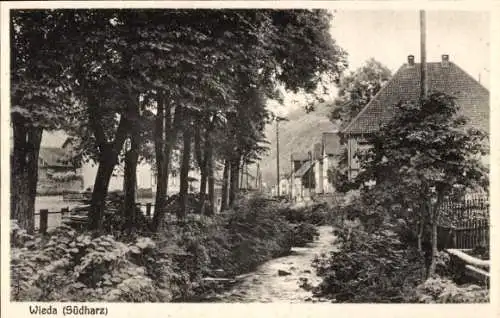 Ak Wieda Walkenried Harz, Bach, Gebäude