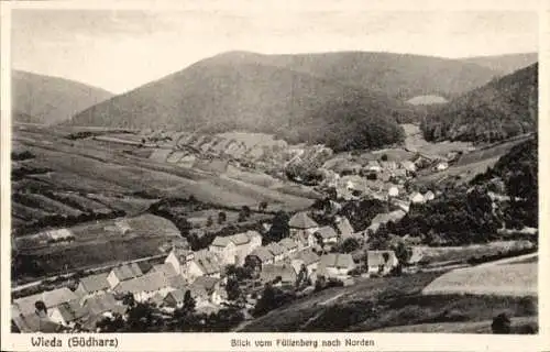 Ak Wieda Walkenried Harz, Gesamtansicht, Blick vom Füllenberg nach Norden