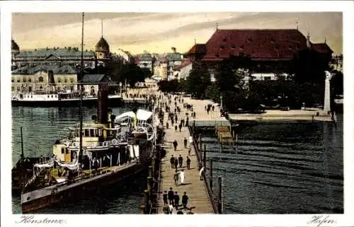 Ak Konstanz am Bodensee, Hafen, Dampfer