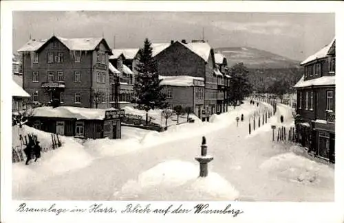 Ak Braunlage im Oberharz, Straße, Wurmberg, Schnee