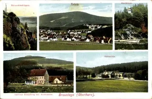 Ak Braunlage Oberharz, Waldmühle, Steinklippe, Gasthaus Königskrug