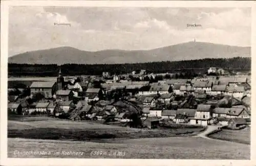 Ak Benneckenstein Oberharz, Gesamtansicht, Wurmberg, Brocken