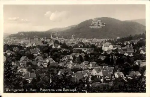 Ak Wernigerode im Harz, Gesamtansicht, Blick vom Ratskopf