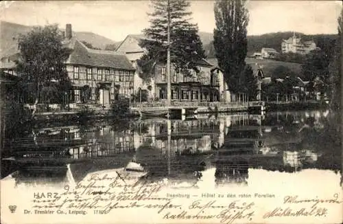 Ak Ilsenburg am Nordharz, Hotel zu den roten Forellen, Fluss