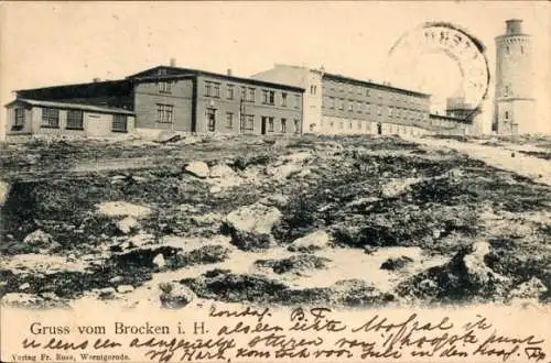 Ak Brocken Nationalpark Harz, Aussichtsturm, Unterkunft