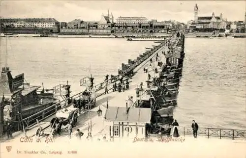 Ak Köln am Rhein, Deutz u. Schiffbrücke, Stadtbild