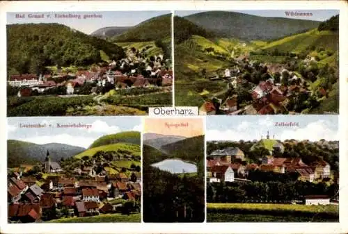 Ak Bad Grund im Harz, Panorama, Blick vom Eichelberg, Leutenthal, Zellerfeld, Spiegeltal