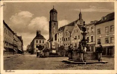 Ak Weilheim Oberbayern, Hauptplatz, Brunnen