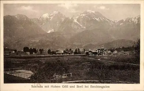 Ak Schönau am Königssee Oberbayern, Panorama, Hoher Göll, Bretl