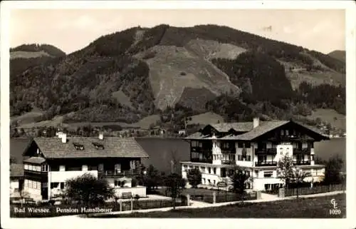 Ak Bad Wiessee in Oberbayern, Pension Hanslbauer, Außenansicht, Berg