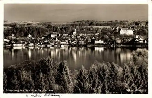 Ak Starnberg am Starnberger See Oberbayern, Panorama, Blick vom Ostufer