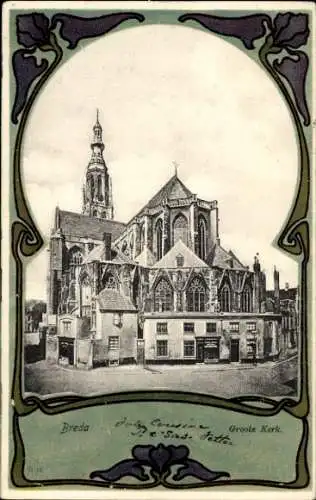 Passepartout Ak Breda Nordbrabant Niederlande, Groote Kerk