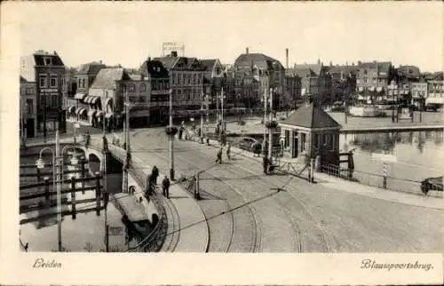 Ak Leiden Südholland Niederlande, Blauwpoortsbrug