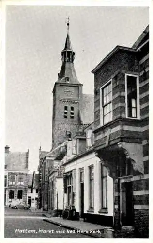 Ak Hattem Gelderland Niederlande, Markt, Ned. Herv. Kerk