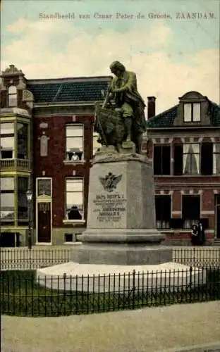 Ak Zaandam Zaanstad Nordholland, Standbeeld van Czaar Peter de Groote