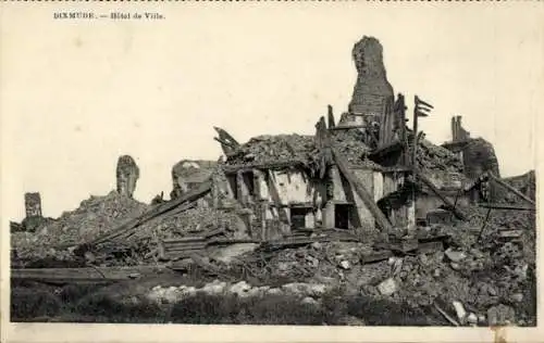 Ak Diksmuide Dixmude Westflandern, Hôtel de Ville, Ruine eines Gebäudes