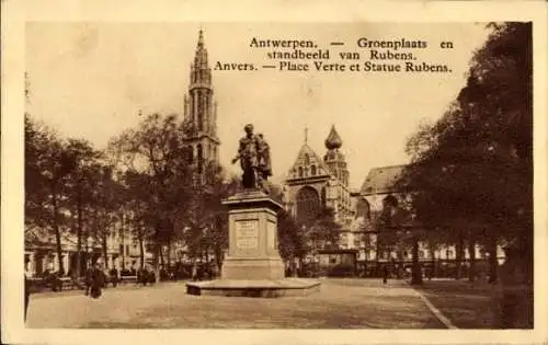 CPA Anvers Anvers Flandre, Place Verte et Statue Rubens