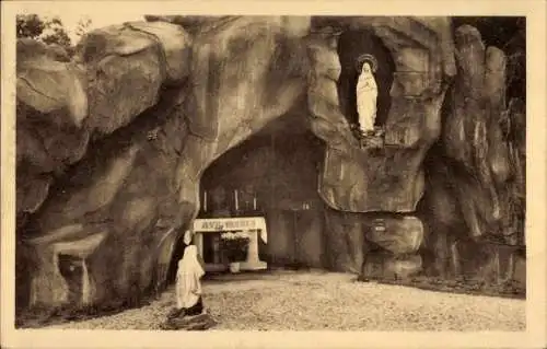 Ak Flandern, Lourdes-Höhle im Missionshaus der Missionare des Göttlichen Wortes