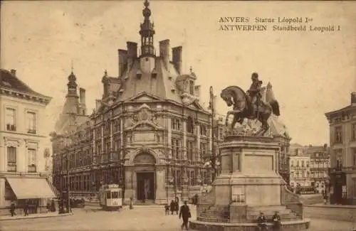 Ak Anvers Antwerpen Flandern, Statue Léopold