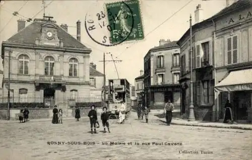 CPA Rosny sous Bois Seine Saint Denis, Mairie et la Rue Paul Cavere