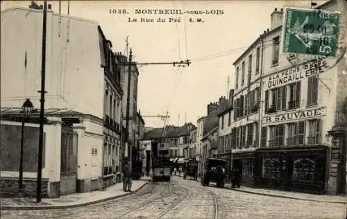 CPA Montreuil sous Bois Seine Saint Denis, La Rue du Pré