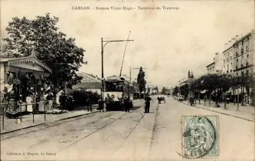 Ak Gargan Seine Saint Denis, Avenue Victor Hugo, Terminus du Tramway