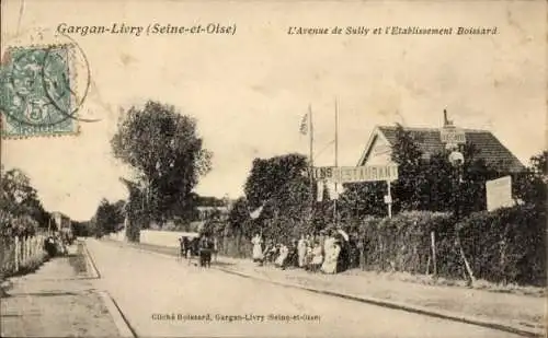 CPA Gargan Livry Seine Saint Denis, Avenue de Sully et l'Etablissement Boissard