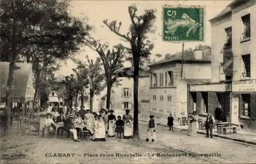 Ak Clamart Hauts de Seine, Place Jules Hunebelle, Le Restaurant Pincemaille