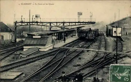 Ak Clamart Hauts de Seine, Bahnhof  Bahnsteige und Gleise