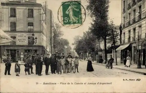 Ak Asnières sur Seine Hauts-de-Seine, Place de la Comète et Avenue d'Argenteuil