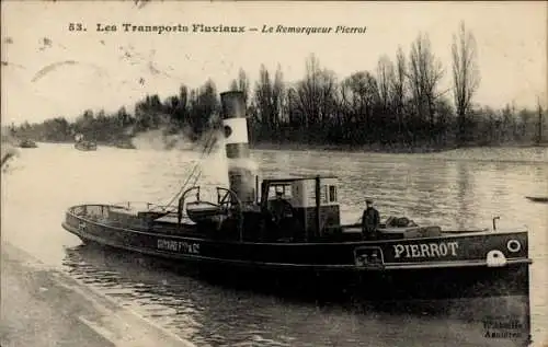 Ak Asnières sur Seine Hauts-de-Seine, Schleppschiff Pierrot