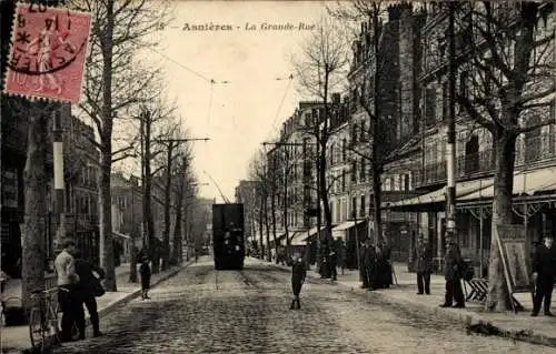 Ak Asnières sur Seine Hauts-de-Seine, Grande Rue