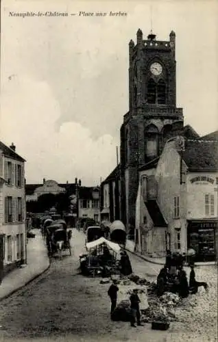 Ak Neauphle le Chateau Yvelines, Kräuter Markt, Kirche