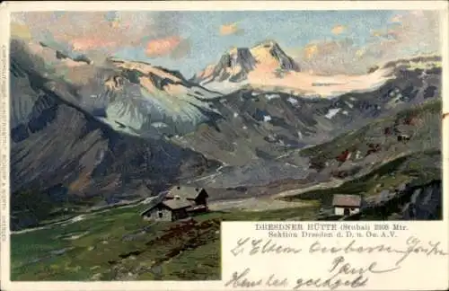 Litho Neustift im Stubaital Tirol, Dresdner Hütte