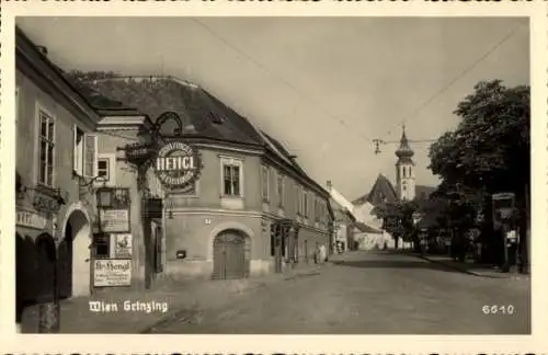 Ak Wien 19 Döbling Grinzing, Straßenpartie, Weinhaus, Hengl