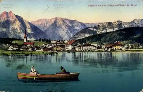 Ak Seefeld Tirol, Mittenwaldbahn, Rudern auf dem See