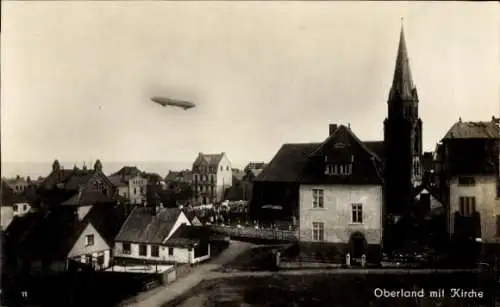 Ak Helgoland, Oberland, Zeppelin, Kirche