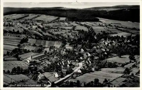 Ak Unterschwarzach Schwarzach im Odenwald Baden, Fliegeraufnahme