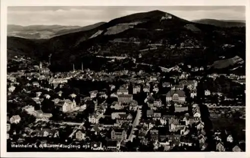 Ak Heiligkreuz Weinheim an der Bergstraße Baden, Fliegeraufnahme